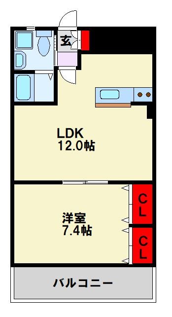 北九州市八幡西区八枝のマンションの間取り