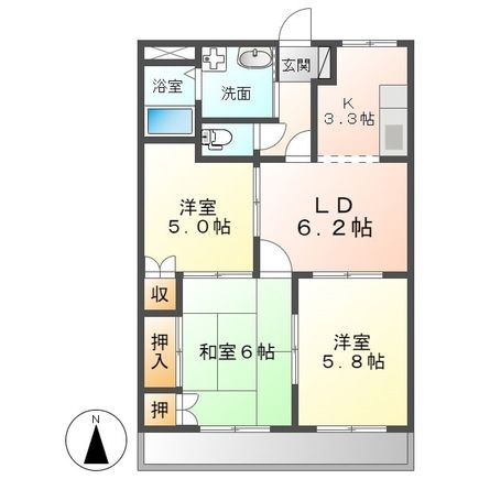 桑名市大字西方のマンションの間取り