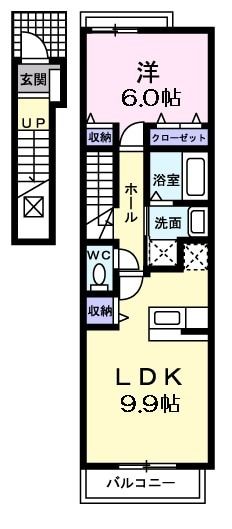 春日井市東野町のアパートの間取り