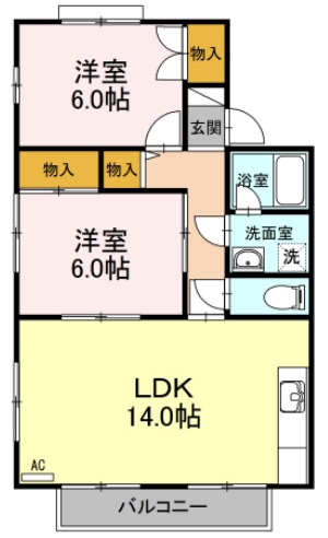 【小松島市江田町のアパートの間取り】