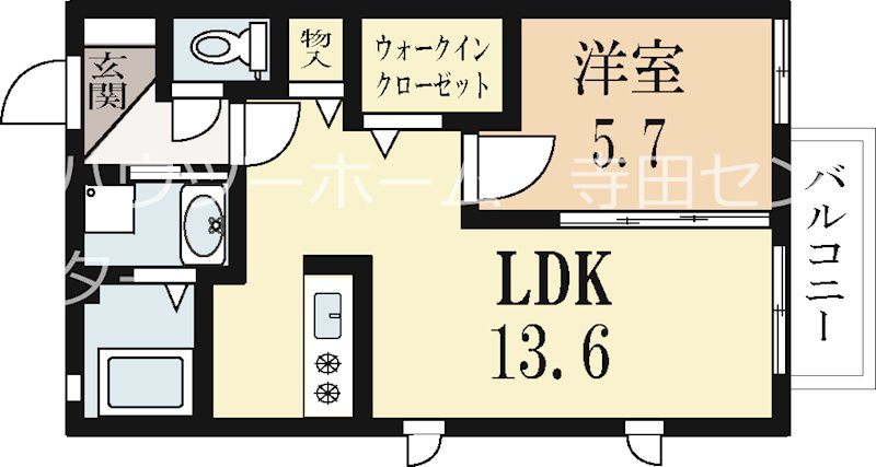 城陽市寺田のアパートの間取り