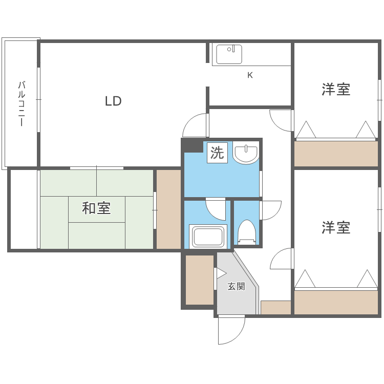 札幌市北区篠路八条のマンションの間取り