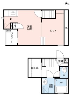 上尾市大字原市のアパートの間取り