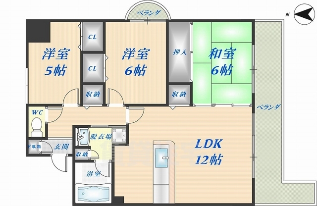 東大阪市御厨東のマンションの間取り