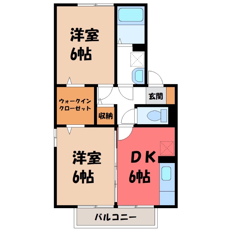 宇都宮市針ケ谷のアパートの間取り