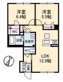 丸亀市中府町のアパートの間取り