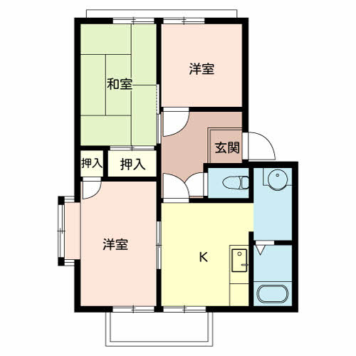 堺市北区奥本町のアパートの間取り