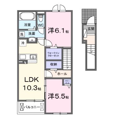 香南市野市町西野のアパートの間取り