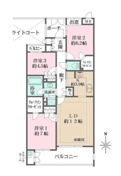 ＪＲ中央線 東中野駅 徒歩7分 3階建 築26年の間取り写真