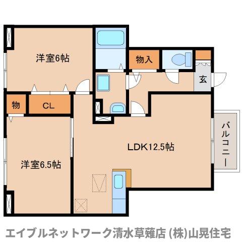 静岡市清水区長崎のアパートの間取り