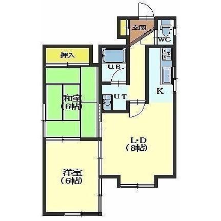 函館市青柳町のアパートの間取り