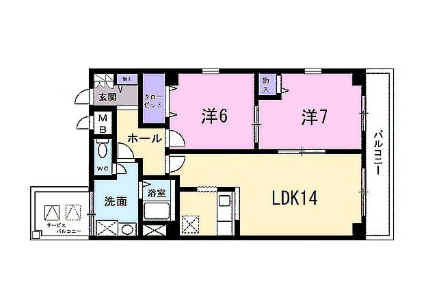 京都市中京区下古城町のマンションの間取り