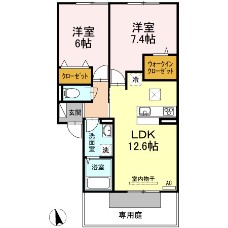 高松市東山崎町のアパートの間取り