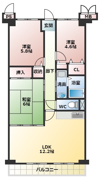 【富田林市錦織南のマンションの間取り】