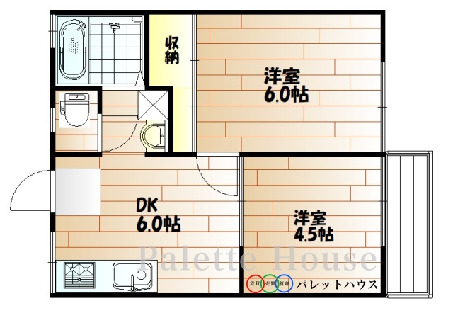 岡山市北区今保のアパートの間取り