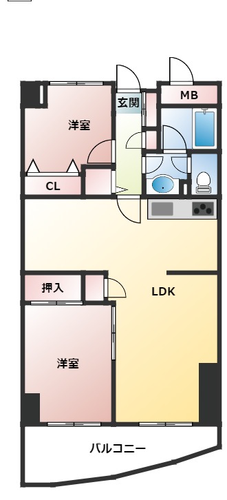 横浜市鶴見区鶴見中央のマンションの間取り