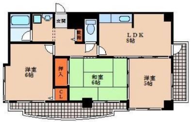 東近江市佐野町のマンションの間取り