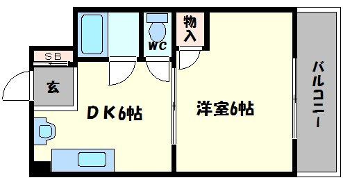 大阪市浪速区難波中のマンションの間取り