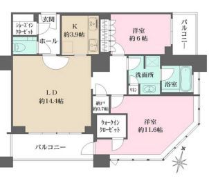 大阪市北区大深町のマンションの間取り