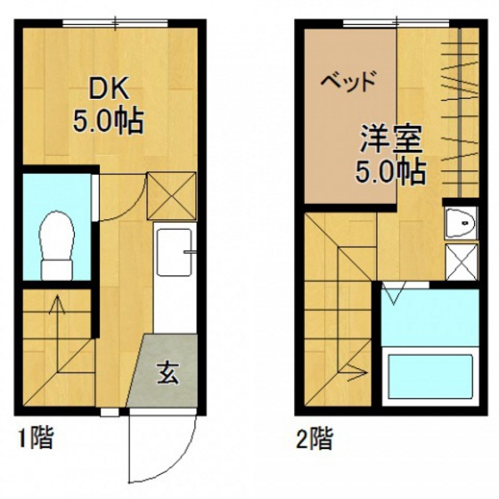 広島市佐伯区海老園のアパートの間取り