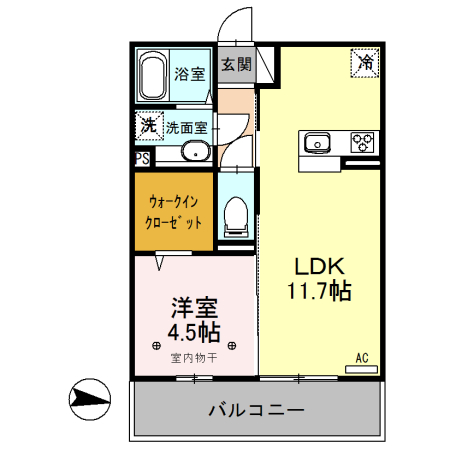 太田市内ケ島町のアパートの間取り