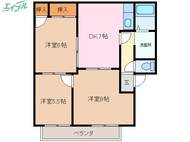 ガーデンハウス芙蓉　Ｂ棟の間取り