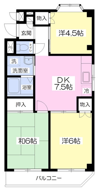 横浜市港北区箕輪町のマンションの間取り