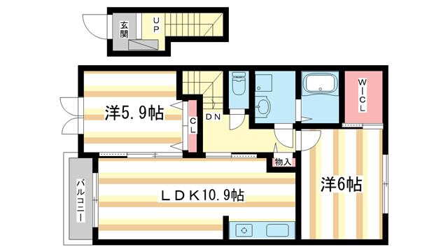 大和郡山市北郡山町のアパートの間取り