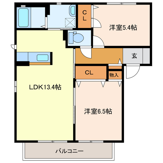 袋井市愛野東のアパートの間取り