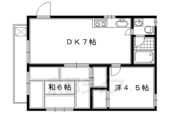 京都市左京区北白川下別当町のマンションの間取り