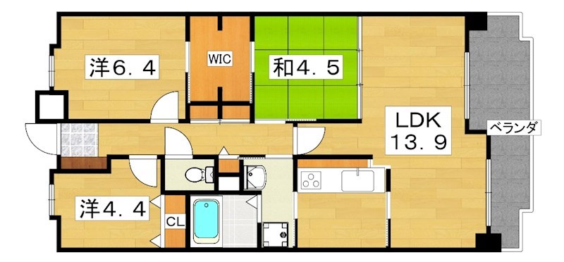 シティハイツねやがわII番館103の間取り