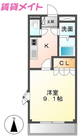 松阪市小野江町のアパートの間取り