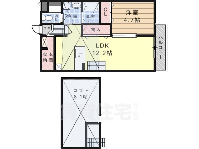 高槻市如是町のアパートの間取り