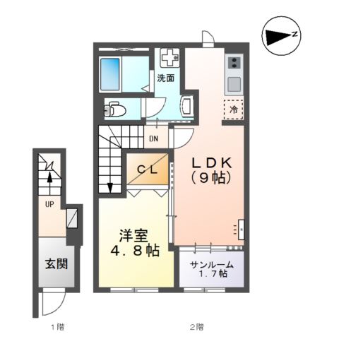 富山市神通本町新築アパートの間取り