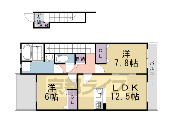 阪急京都線 西山天王山駅 徒歩17分 2階建 築15年の間取り写真