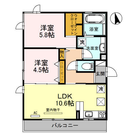 八尾市東太子のアパートの間取り