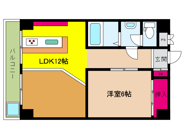 神戸市灘区記田町のマンションの間取り