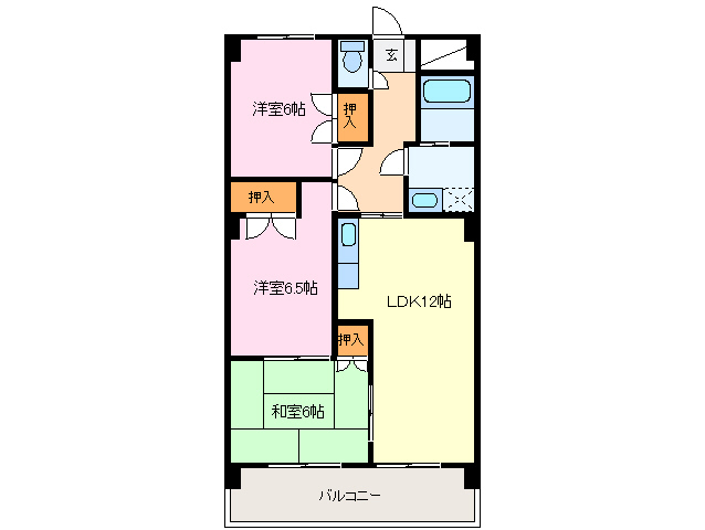 伊勢市黒瀬町のマンションの間取り