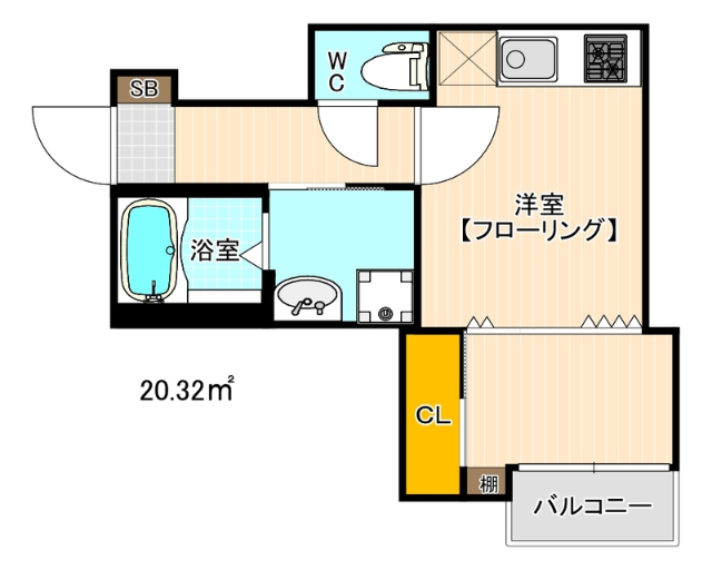 福岡市東区香椎駅前のアパートの間取り