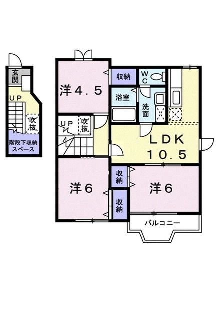 松山市高岡町のアパートの間取り