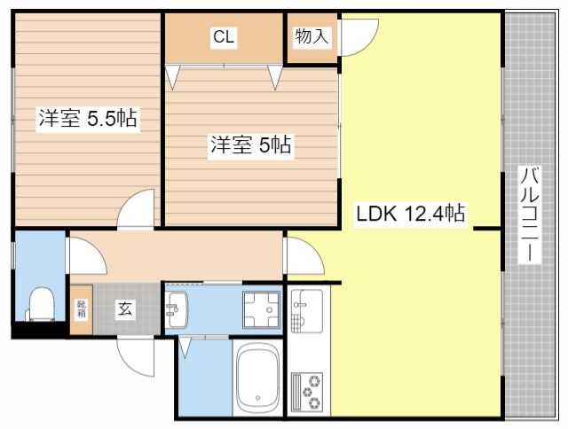 彦根市安清町のマンションの間取り