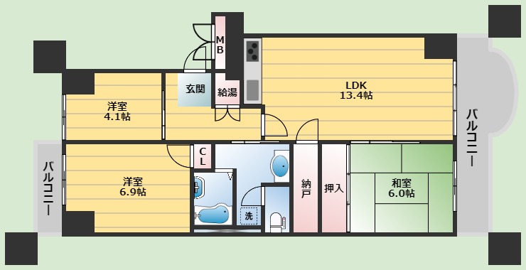 ユニハイム千里丘の間取り