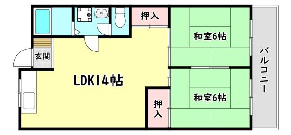 寝屋川市八坂町のマンションの間取り