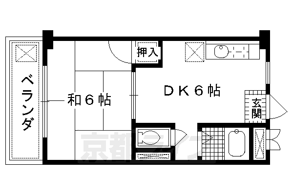 京都市伏見区深草一ノ坪町のマンションの間取り