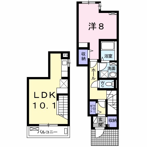 熊本市北区清水新地のアパートの間取り