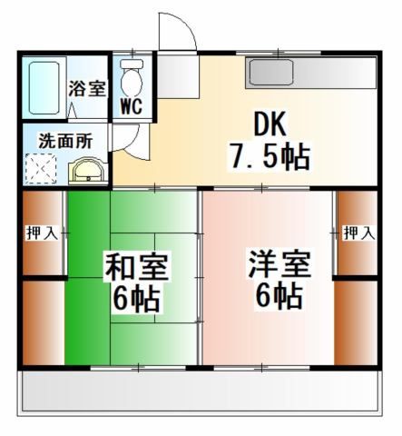 都城市西町のアパートの間取り