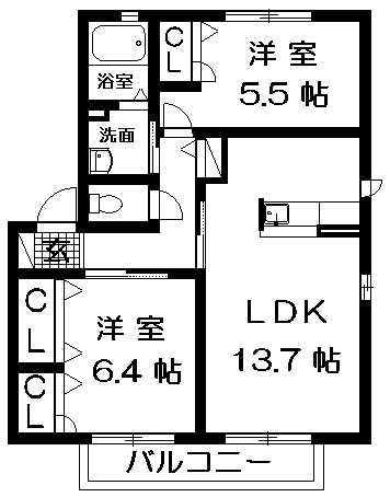 エスポワールB棟の間取り