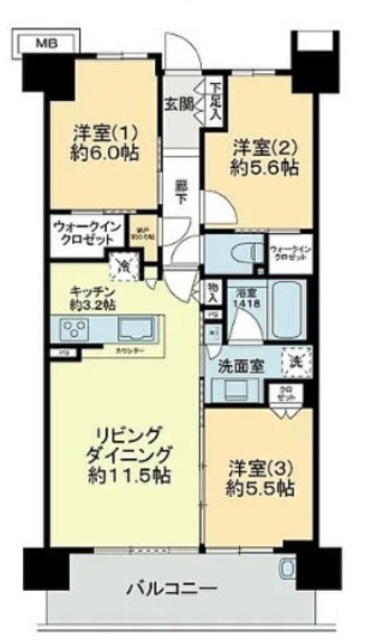 シティテラス小金井公園 B棟の間取り