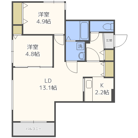 札幌市中央区北十五条西のマンションの間取り