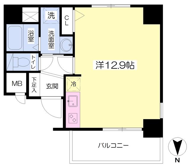 松山市三番町のマンションの間取り